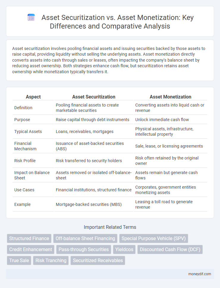 Asset Securitization vs. Asset Monetization: Key Differences and Comparative Analysis
