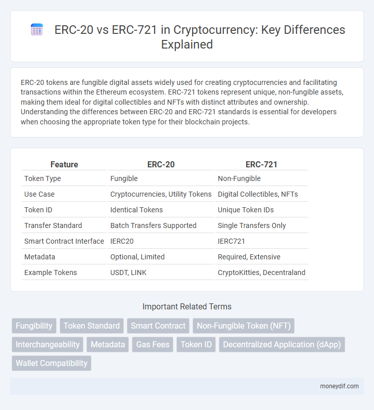 ERC-20 vs ERC-721 in Cryptocurrency: Key Differences Explained