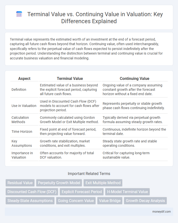 Terminal Value vs. Continuing Value in Valuation: Key Differences Explained