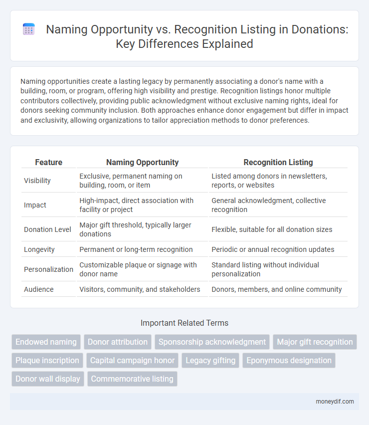 Naming Opportunity vs. Recognition Listing in Donations: Key Differences Explained