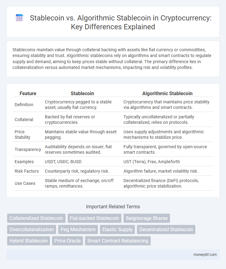 Stablecoin vs. Algorithmic Stablecoin in Cryptocurrency: Key Differences Explained
