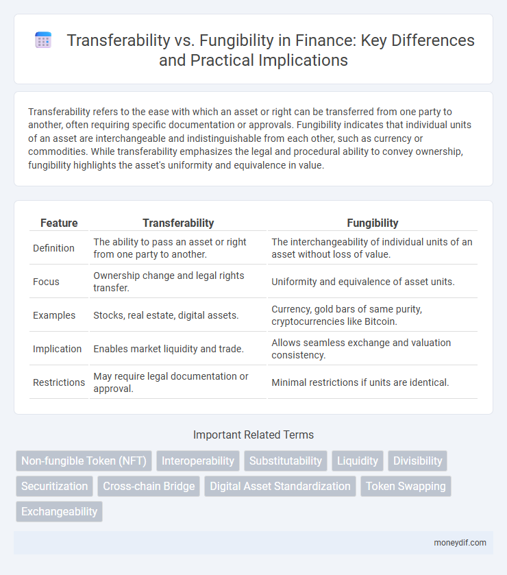 Transferability vs. Fungibility in Finance: Key Differences and Practical Implications