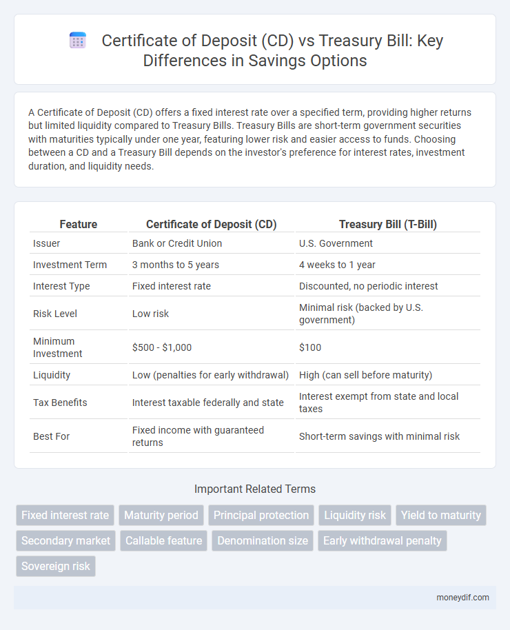 Certificate of Deposit (CD) vs Treasury Bill: Key Differences in Savings Options