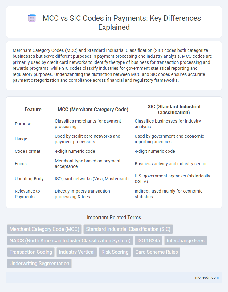 MCC vs SIC Codes in Payments: Key Differences Explained