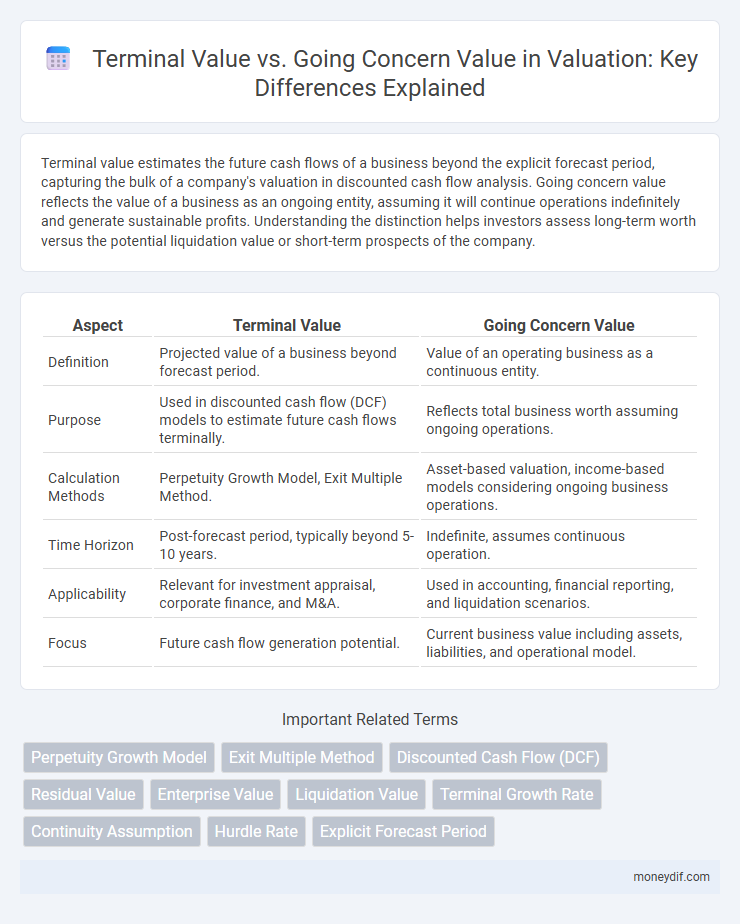 Terminal Value vs. Going Concern Value in Valuation: Key Differences Explained