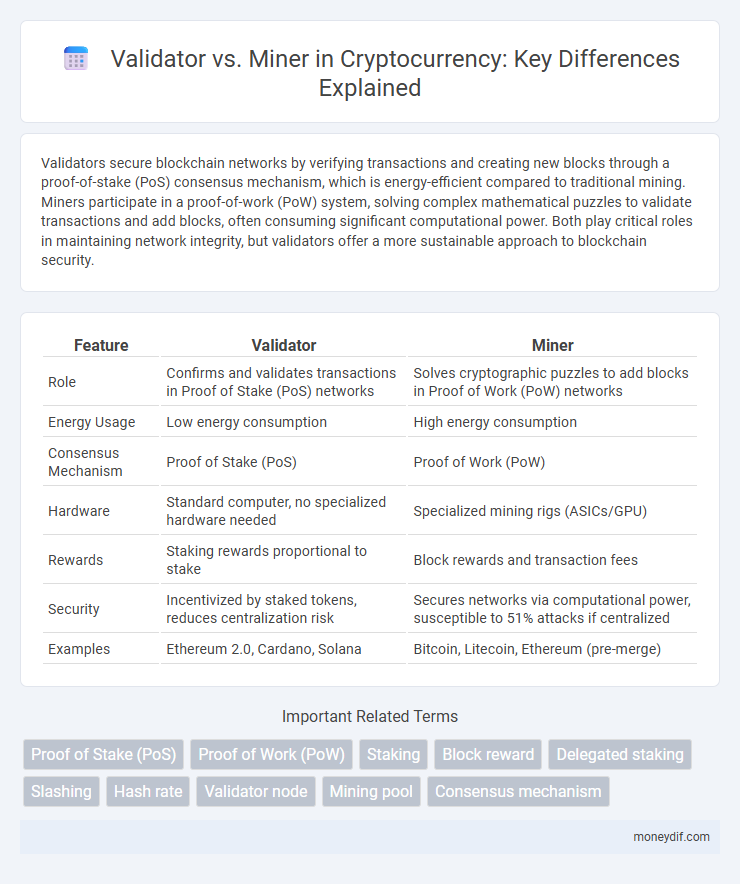 Validator vs. Miner in Cryptocurrency: Key Differences Explained