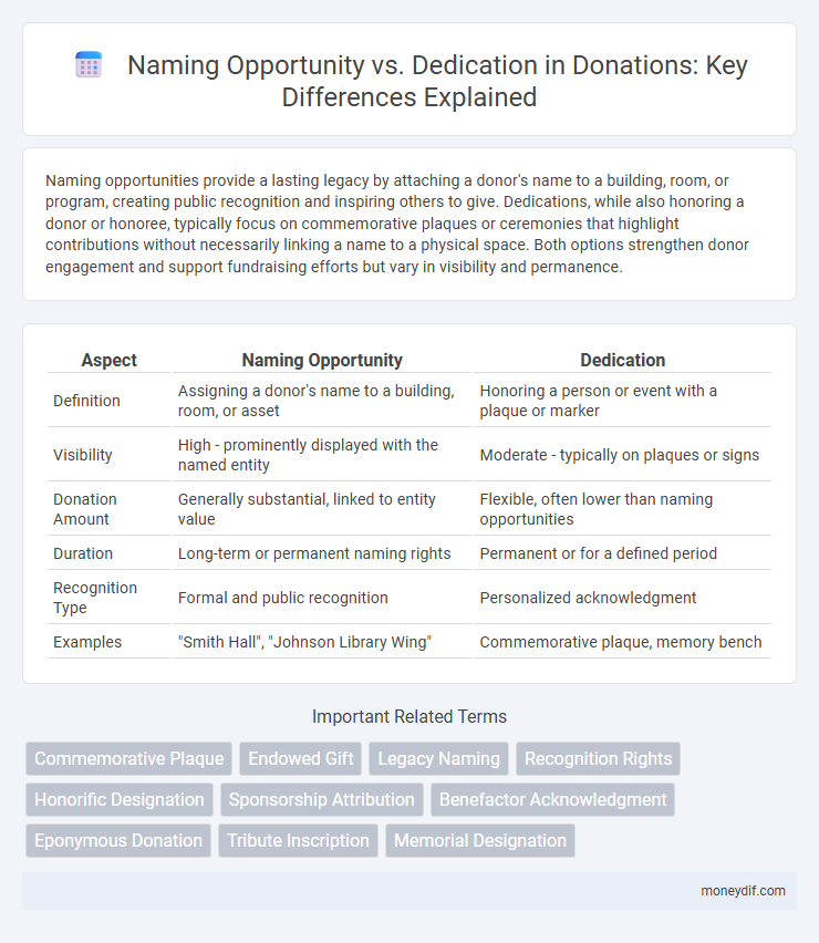 Naming Opportunity vs. Dedication in Donations: Key Differences Explained