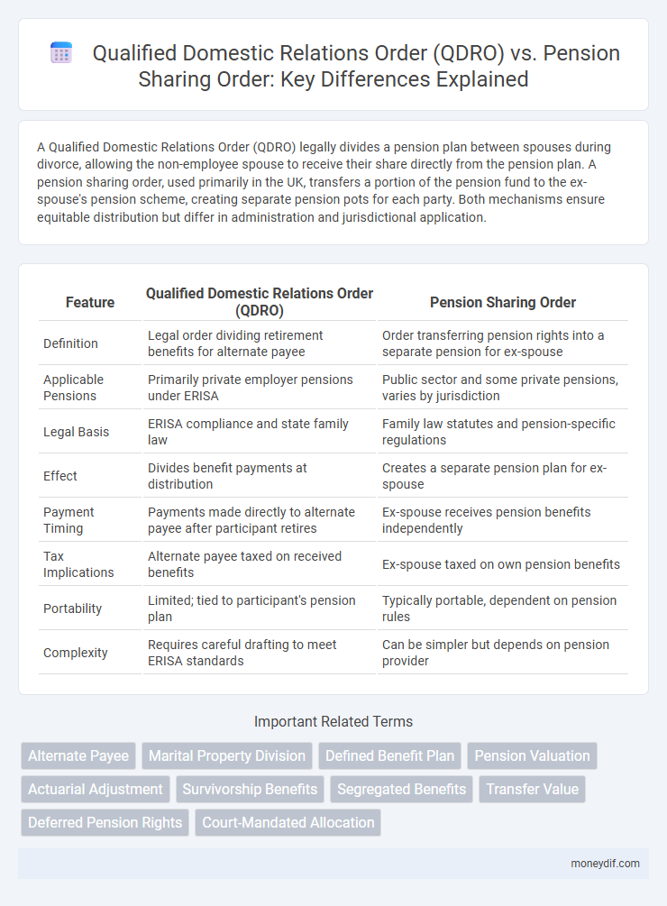 Qualified Domestic Relations Order (QDRO) vs. Pension Sharing Order: Key Differences Explained