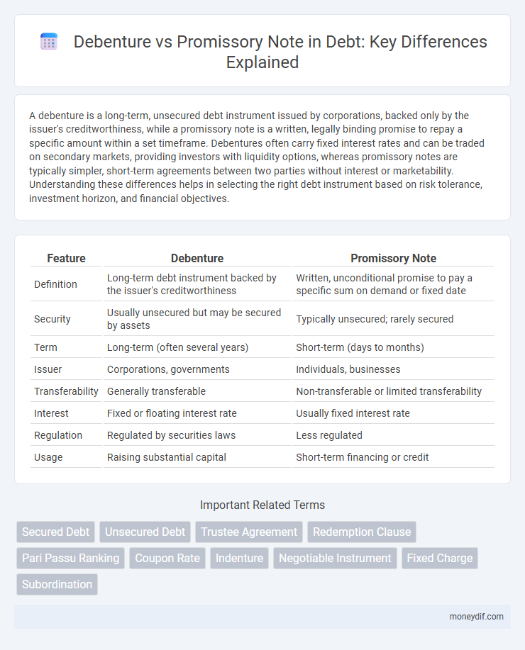 Debenture vs Promissory Note in Debt: Key Differences Explained
