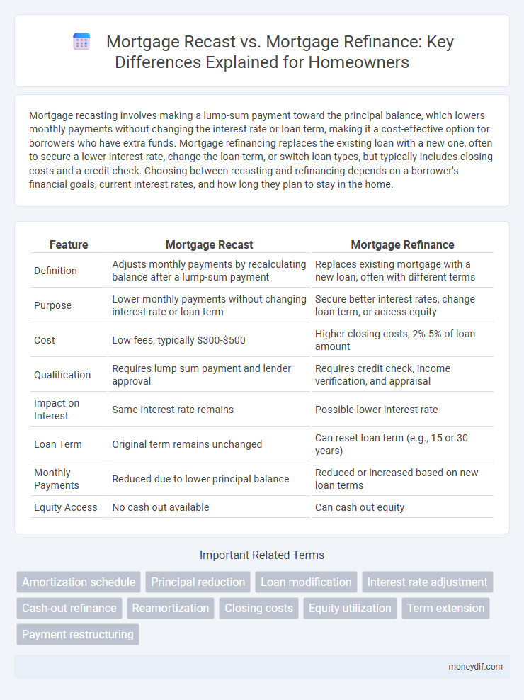 Mortgage Recast vs. Mortgage Refinance: Key Differences Explained for Homeowners