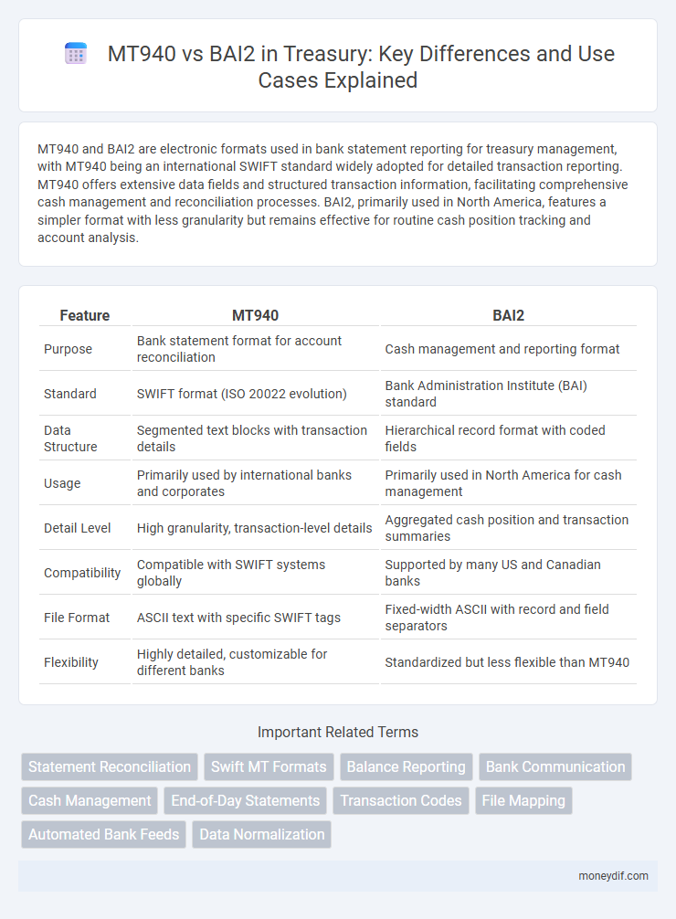 MT940 vs BAI2 in Treasury: Key Differences and Use Cases Explained