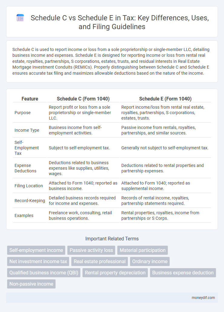 Schedule C vs Schedule E in Tax: Key Differences, Uses, and Filing Guidelines